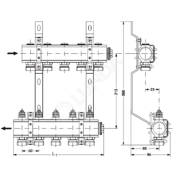 Комплект кронштейнов FHF-MB для коллектора, Danfoss | Lunda - крепеж