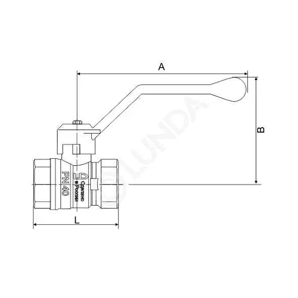 Шаровой латунный кран для газа полнопроходной, ВР, ручка-рычаг, Ду 15 ...