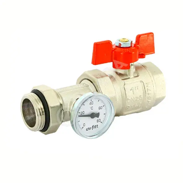 Шаровой кран латунный, для коллектора, с термометром, Uni-Fitt | Lunda ...