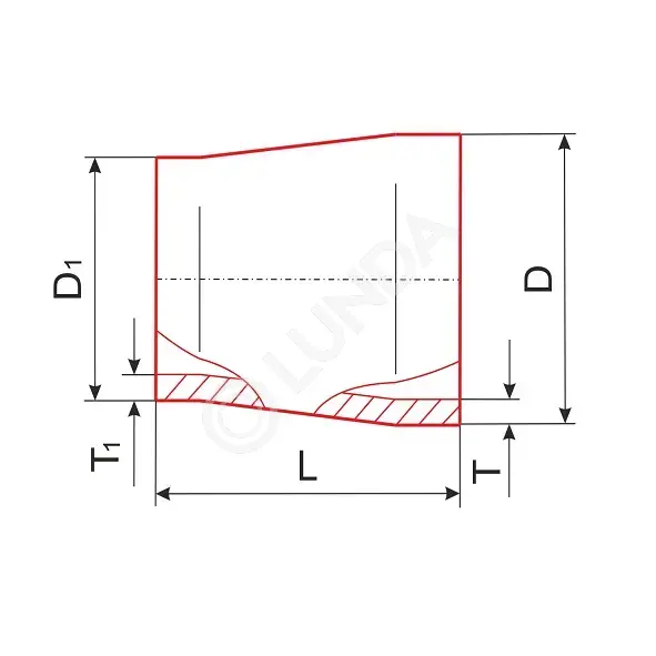 Переход оцинкованный стальной конический, ГОСТ 17378-2001 исп. 1, исп ...