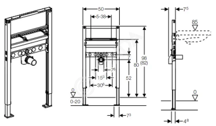 Инсталляция (монтажная рама) Duofix для подвесного умывальника, высота ...