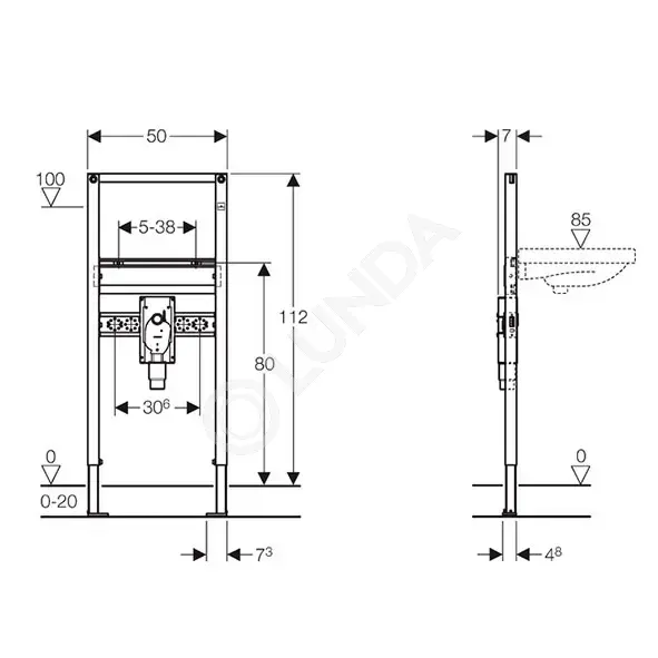 Инсталляция (монтажная рама) Duofix для умывальника с сифоном скрытого ...