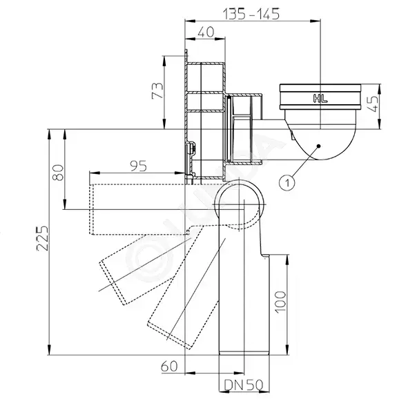 Сифон для писсуара, вертикальный отвод, HL | Lunda - канализация