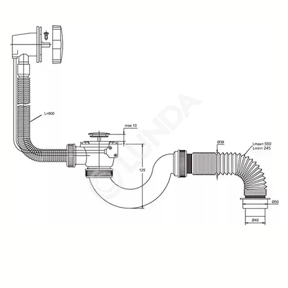 Сифон Мини Элит для ванн с автоматическим сливом, VIRPlast | Lunda ...