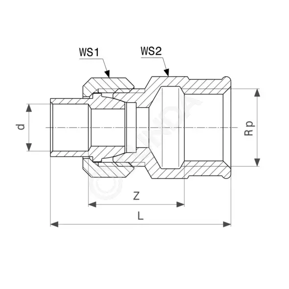 Конусное соединение прямое пайка-внутренняя резьба, тип 94340G, Viega ...