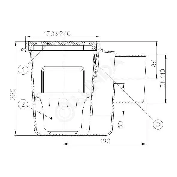 Трап DN110 с решеткой из ABS, HL71 | Lunda - канализация