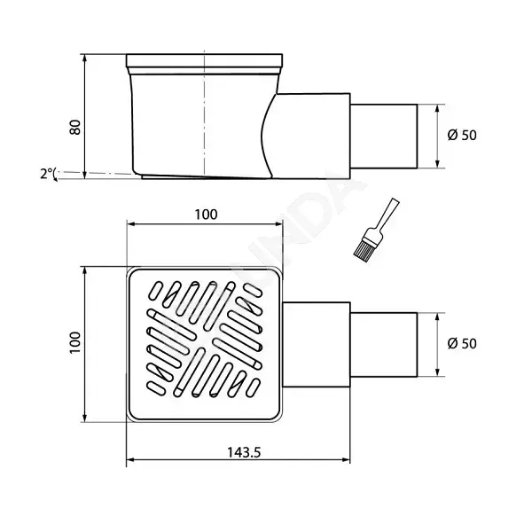 Трап для душа с решеткой из нержавеющей стали и низким сифоном, Wirquin ...