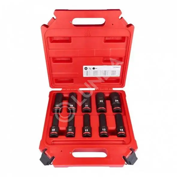Набор удлиненных ударных головок SHOCKWAVE 1/2" в кейсе, 10 шт., Milwaukee