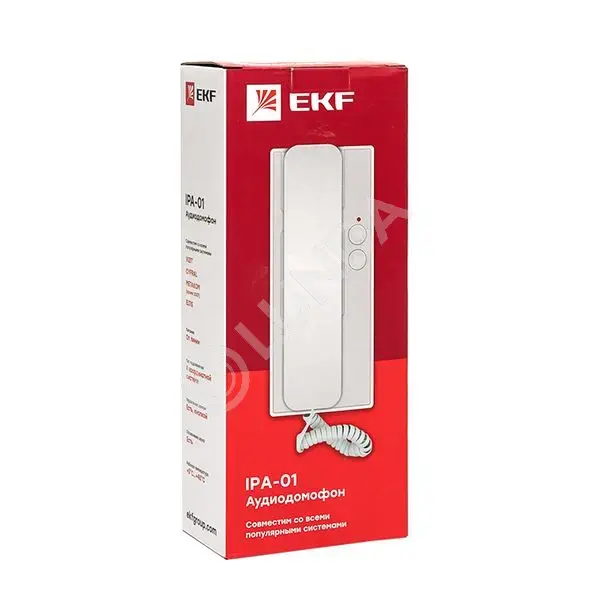 Аудиодомофон (аудиотрубка) IPA-01 бел, 2пр, IP20, EKF