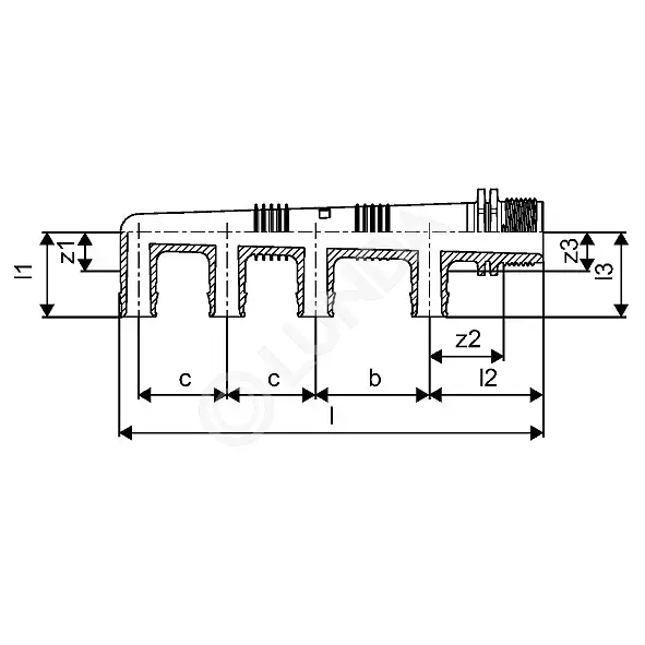 Коллектор 3/4", 4/16х16х16х16, PPSU серия S5, Uponor РЕХ