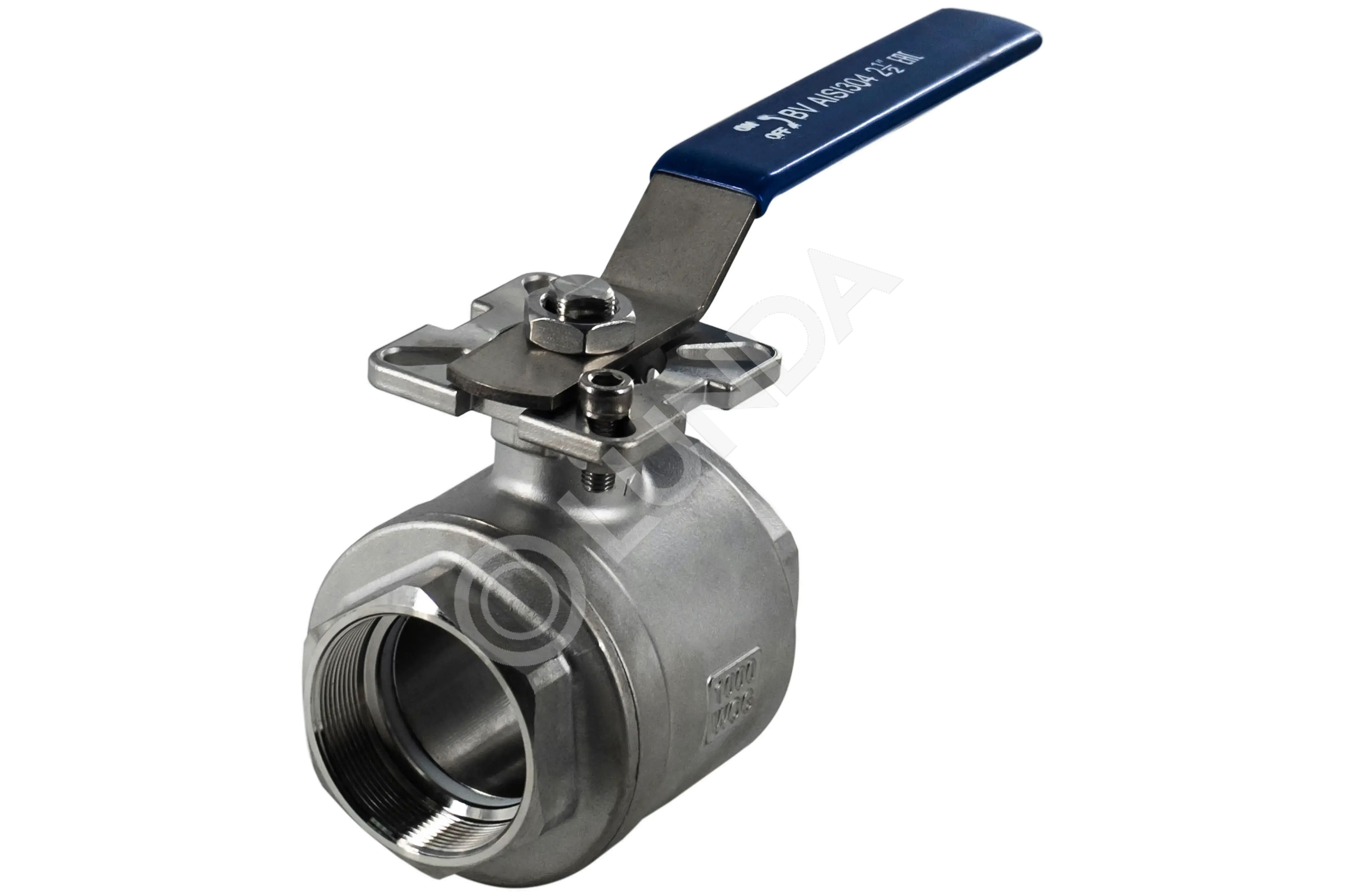 Кран шаровой муфтовый под привод нержавеющий (2PC), AISI304, (CF8), NewKey