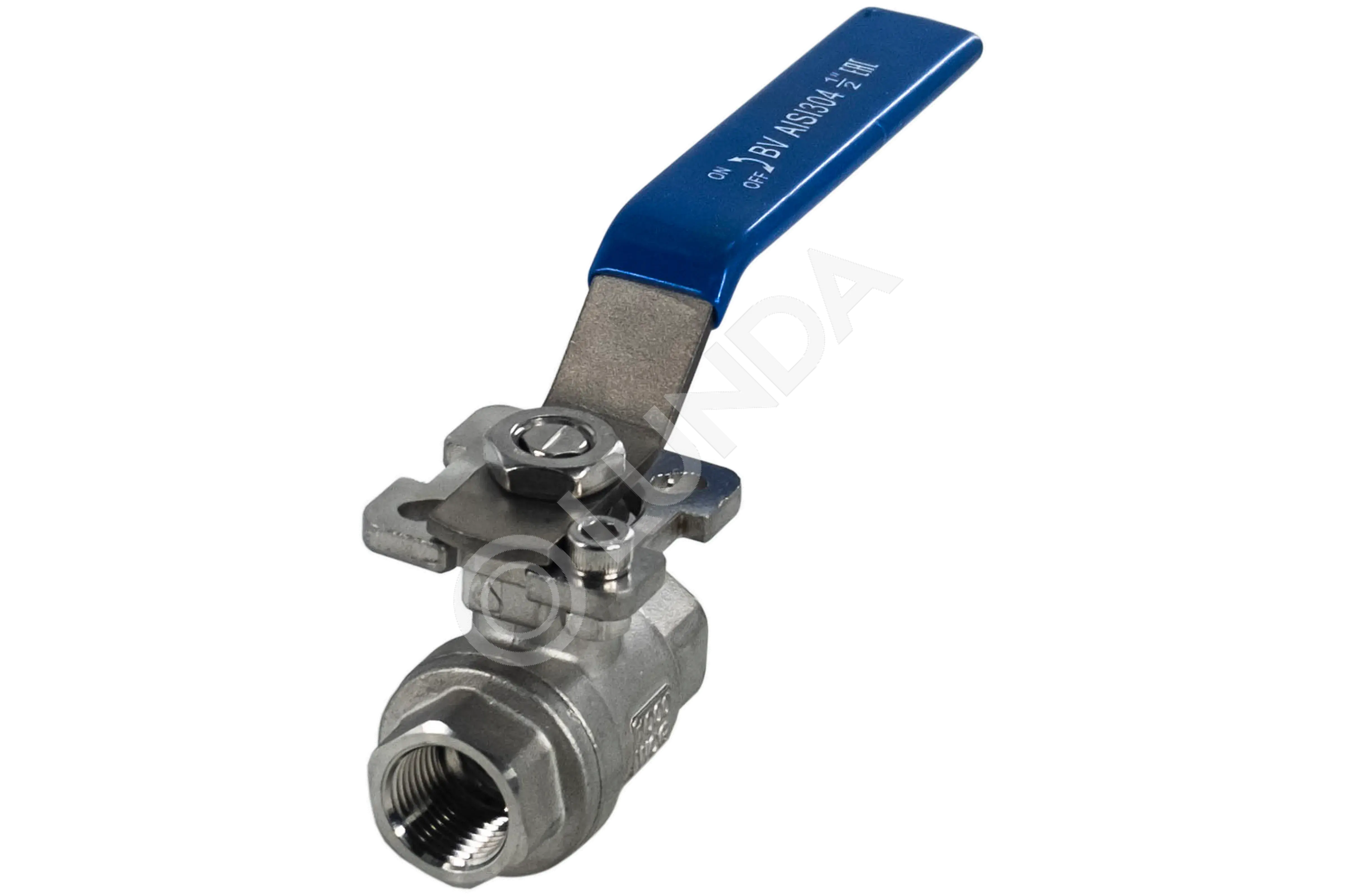 Кран шаровой муфтовый под привод нержавеющий (2PC), AISI304, (CF8), NewKey