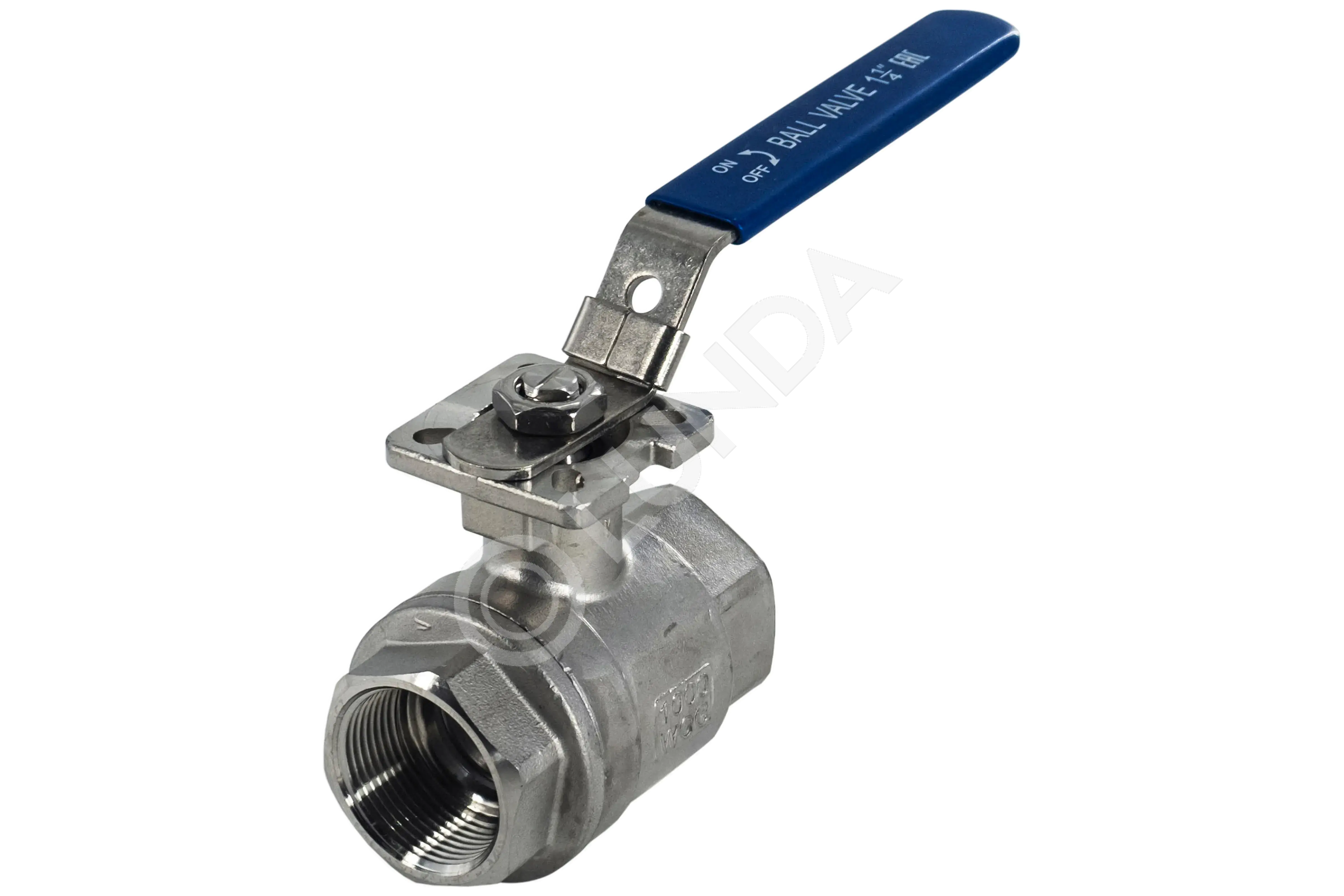 Кран шаровой муфтовый под привод нержавеющий (2PC), AISI304, (CF8), NewKey