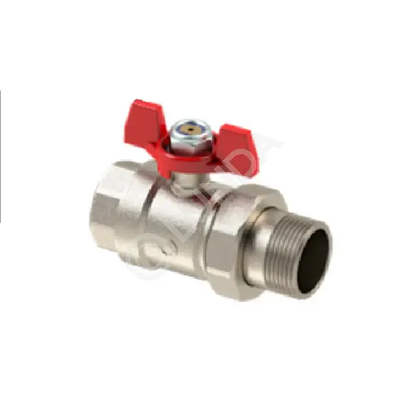 Шаровой латунный кран со сгоном НР, ручка-бабочка, Ду 25, Ру 40 ...