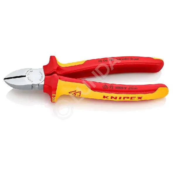 Кусачки боковые хромированные, 180мм, диэлектрические ручки, KNIPEX
