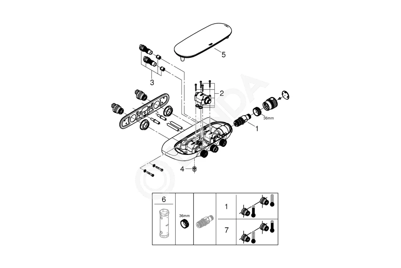 Набор для комплектации душа с термостатом Rainshower SmartControl, хром, Grohe