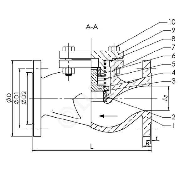 Обратный клапан фланцевый подъемный, чугунный, CS3240..., Tecofi ...