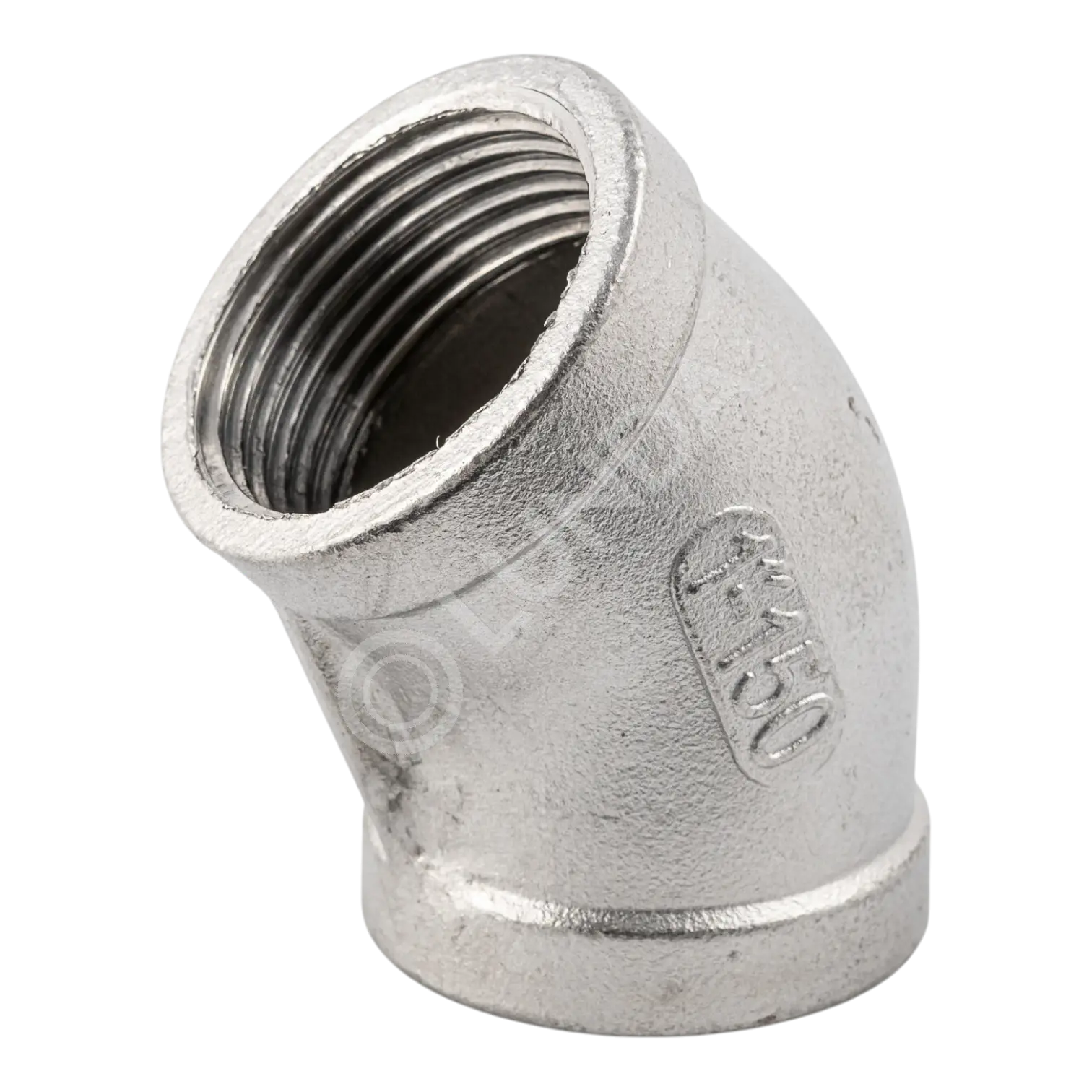 Отвод резьбовой вр/вр 45° нержавеющий, AISI304, (CF8), NewKey