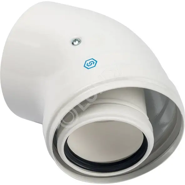 Отвод коаксиальный 45° DN 60/100 мм, полипропиленовый, Stout
