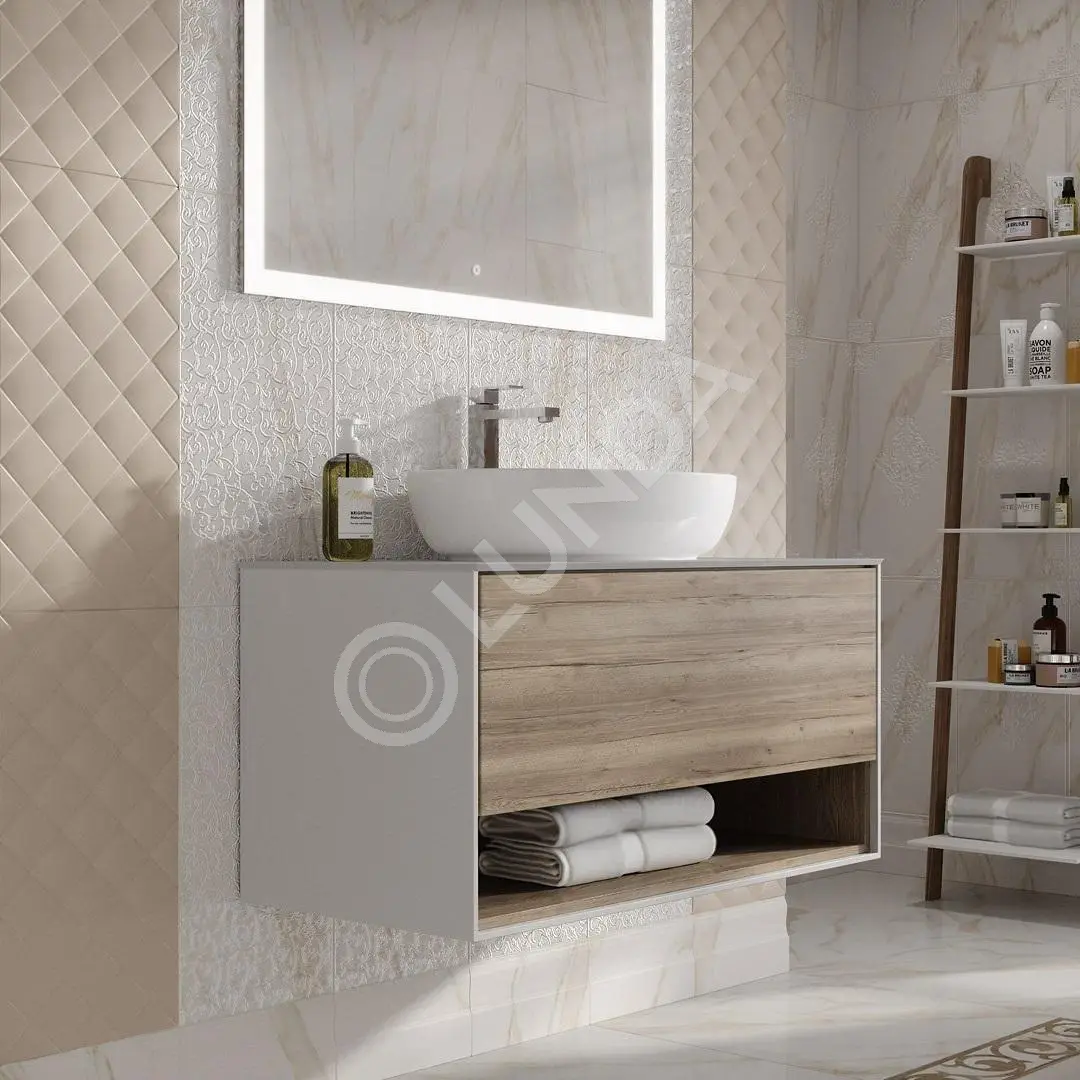 Тумба PLAZA Modern подвесная с ящиком и полкой, дуб орегон, Kerama Marazzi