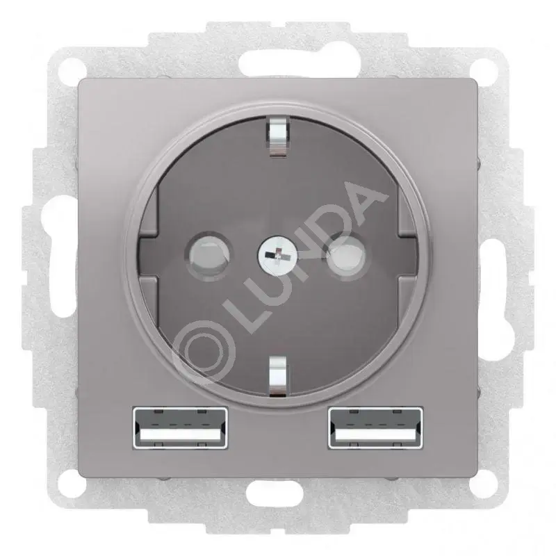Розетка 1-м СП AtlasDesign 16А IP20 с 2-мя заряд. устройствами USB тип A+A, Systeme Electric