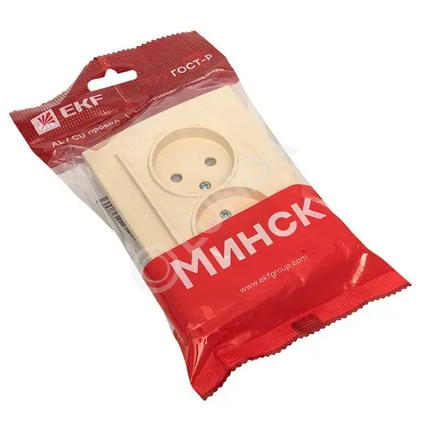 Минск Розетка 2-местная СП без заземления 10А с защ, штор, EKF Basic