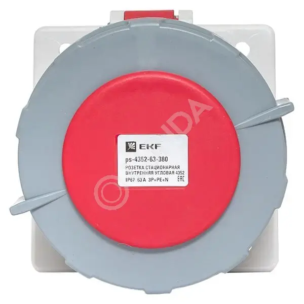 Розетка стационарная внутренняя угловая 4352 3Р+РЕ+N 63А 380В IP67 PROxima, EKF