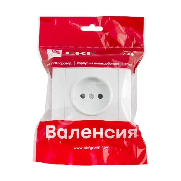 Валенсия розетка 1-местная б/з 10А белая с защ, штор, PROxima, EKF