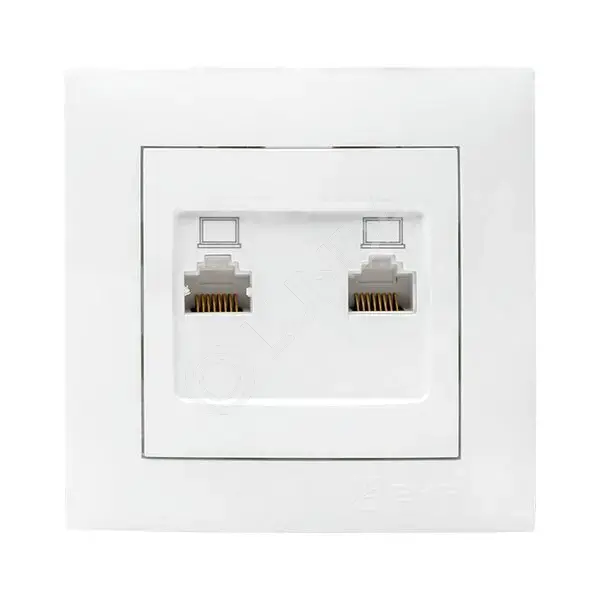Валенсия розетка компьютерная RJ-45 2-местная белая PROxima, EKF