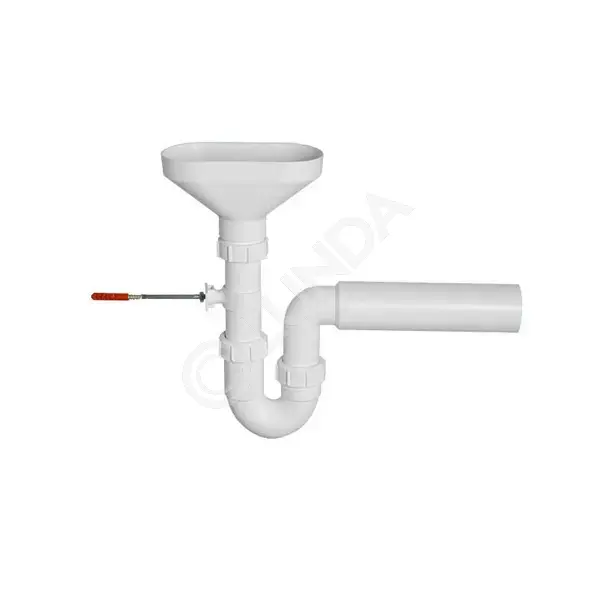 Сифон трубный Р-образный с приемной воронкой и горизонтальной отводной ...