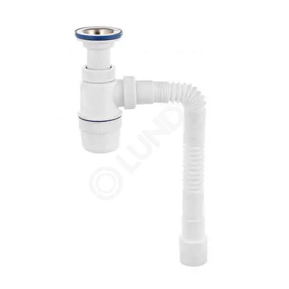Сифон для раковины «Элит» с литым выпуском, нержавеющей чашкой и гибкой ...
