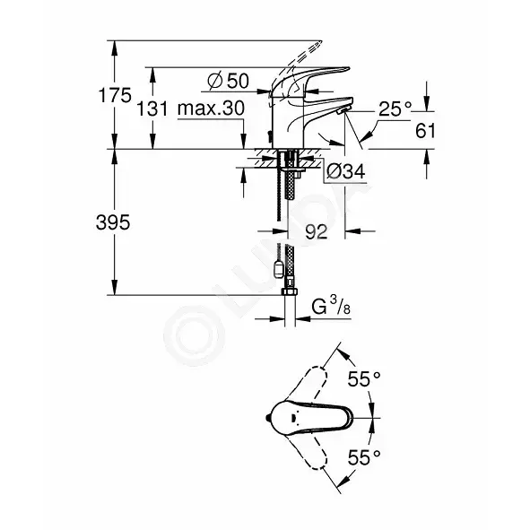 Смеситель Euroeco для раковины с цепочкой, Grohe | Lunda - смесители