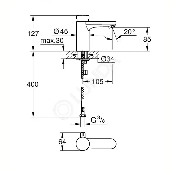 Смеситель Eurosmart Cosmopolitan для раковины, автоматический, Grohe ...