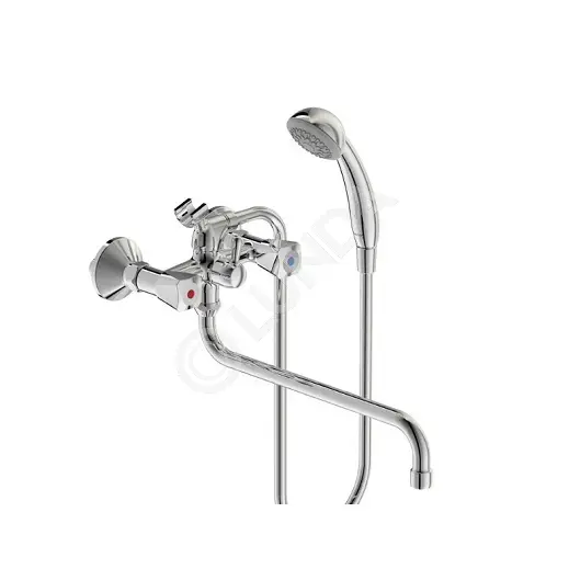 Смеситель для ванны и душа PRACTIC настенный, поворот. излив ...