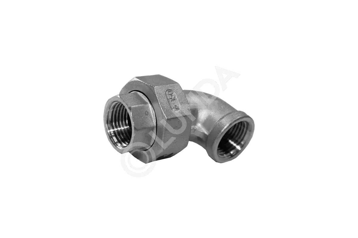 Разъемное соединение американка угловая вр/вр нержавеющая, AISI304, (CF8), PTFE, NewKey