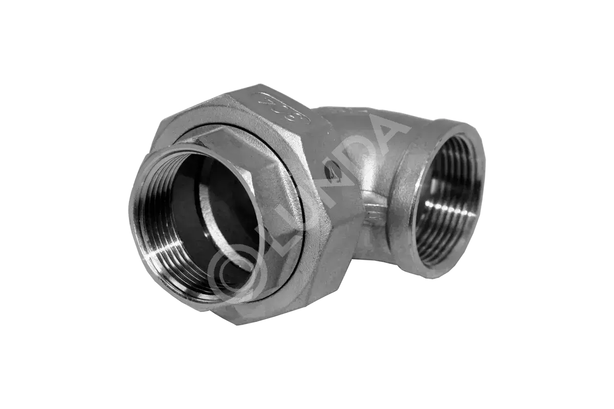 Разъемное соединение американка угловая вр/вр нержавеющая, AISI304, (CF8), PTFE, NewKey