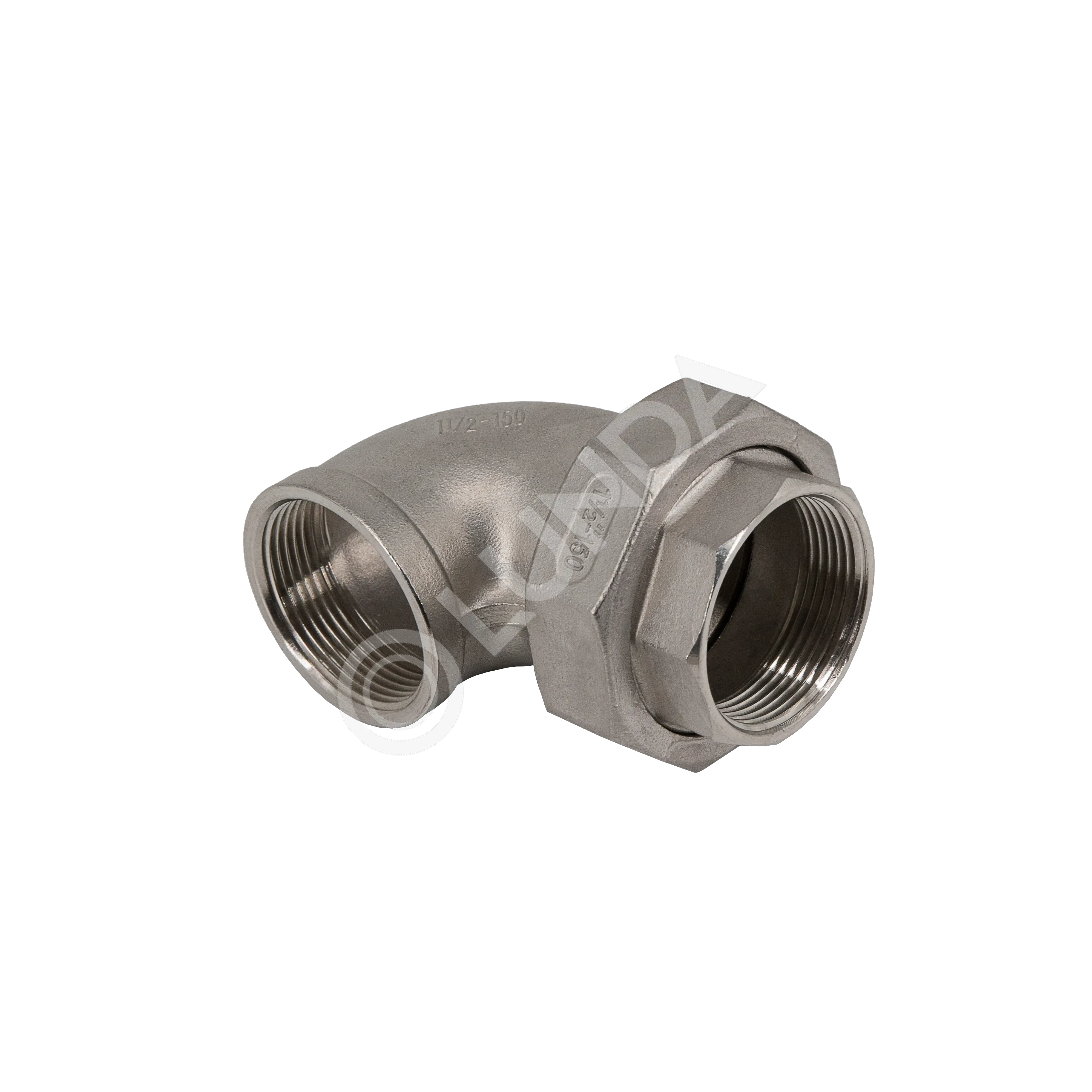 Разъемное соединение американка угловая вр/вр нержавеющая, AISI304, (CF8), PTFE, NewKey