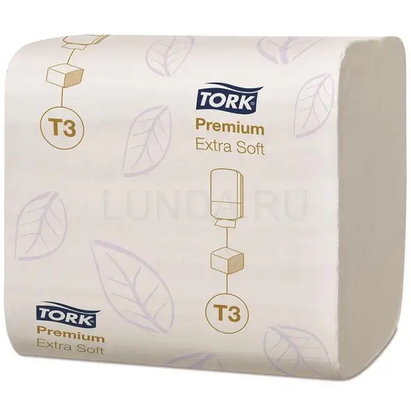Бумага туалетная листовая T3 Premium 2-слойная 30 пачек по 252 листов, Tork