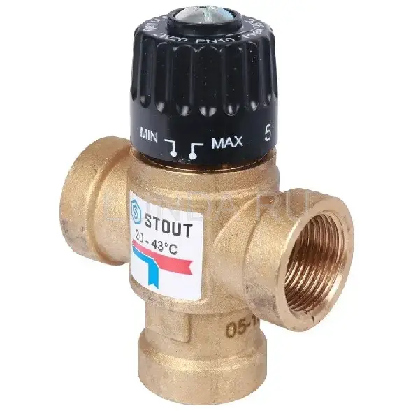 Термостатический смесительный клапан для систем отопления и ГВС, ВР, тип SVM-0110, Stout