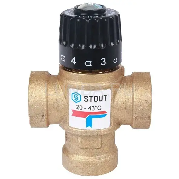 Термостатический смесительный клапан для систем отопления и ГВС, ВР, тип SVM-0110, Stout