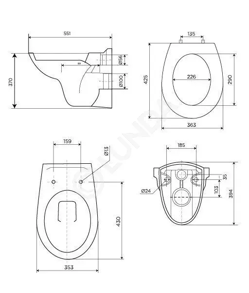 Унитаз без крышки Fluenta Basic, BETTOSERB